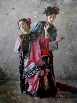 中国 Painting - 夢の中で花を求める中国人の女の子